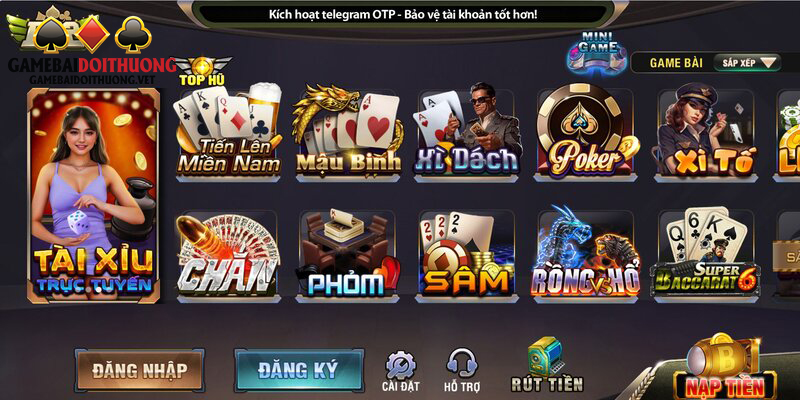 Sảnh game bài B52Club đa dạng và sôi động