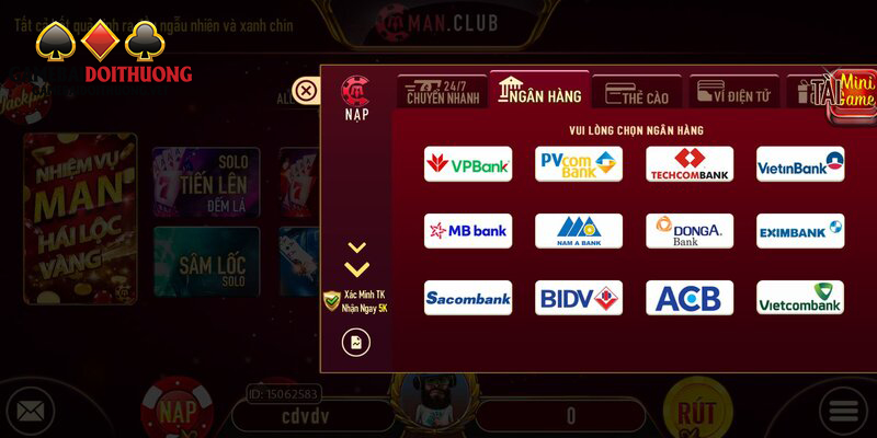 Đa dạng phương thức nạp tiền vào cổng game